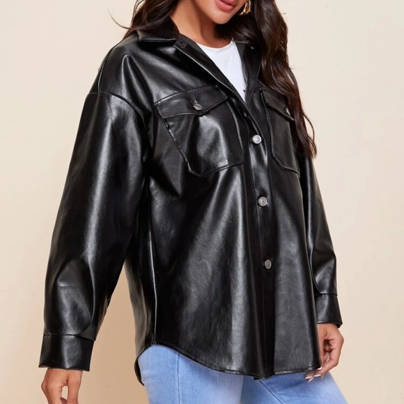 Jackets & Blazers - 🖤SHEIN PU Leather Coat🖤